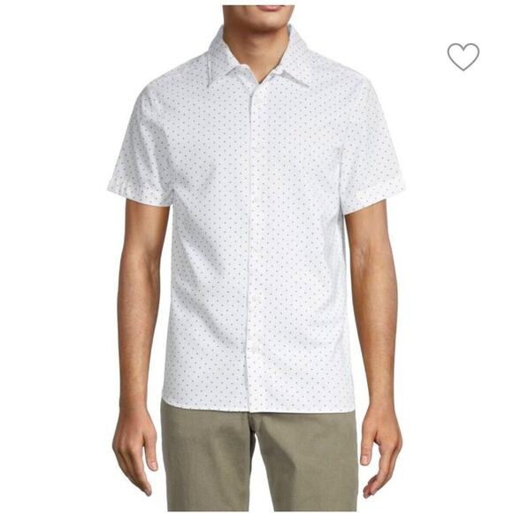 Perry Ellis White Rust Tan Arrow-Dot Print Short Sleeve Button Front Shirt XXL - Picture 1 of 13